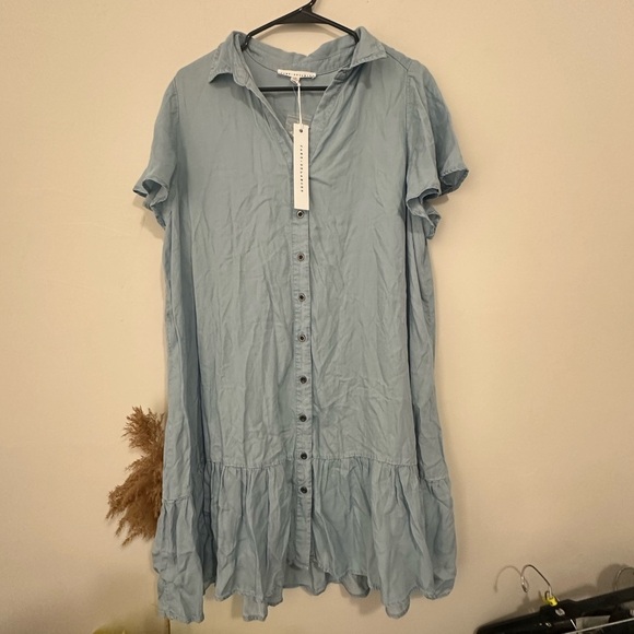 Jane and Delancey Light Blue Button-Down Mini Dress - Picture 2 of 5
